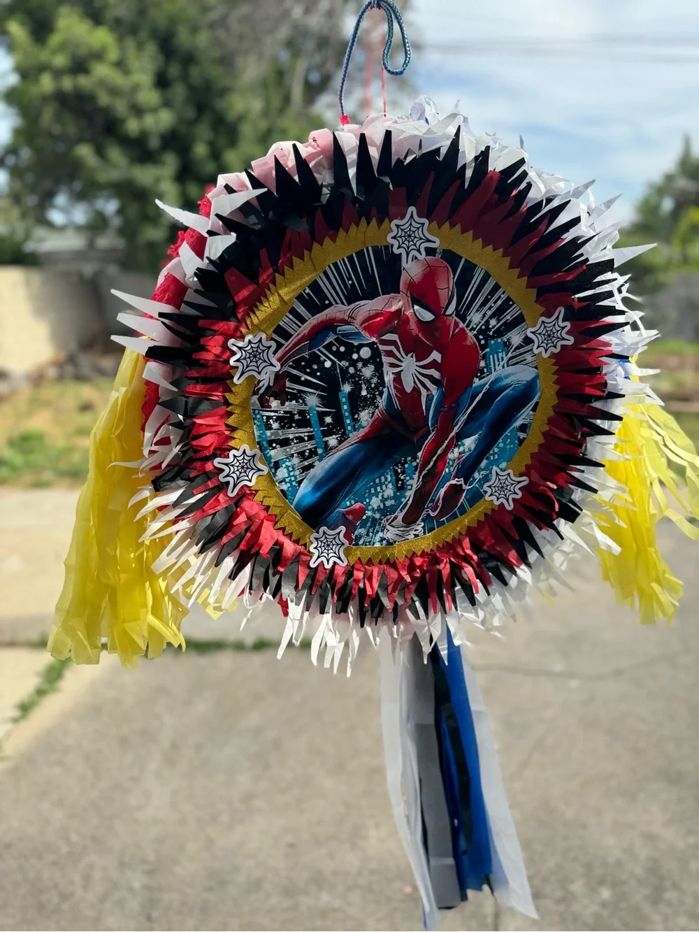 Spiderman Party Pinata - Red, Blue & Yellow